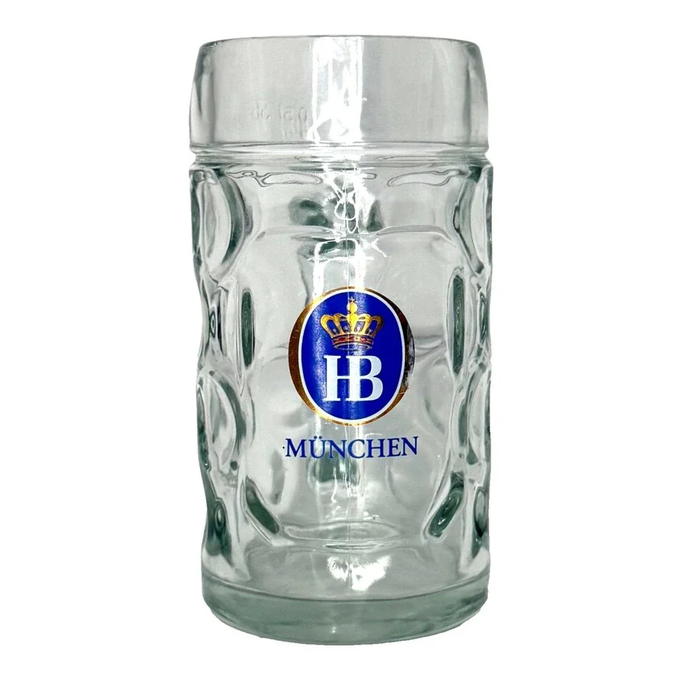Hofbrau Munchen HB 0.5L Glass Beer Stein Mug Germany Oktoberfest